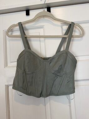 Zara Sage Green Bustier Crop Top